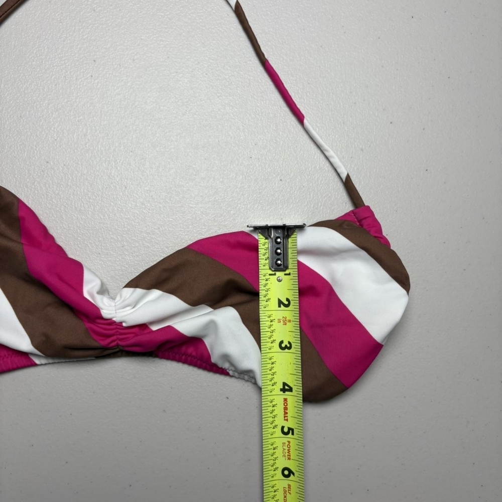 Victoria's Secret Women's Pink and Brown Striped Halter Bikini Set - Picture 7 of 7